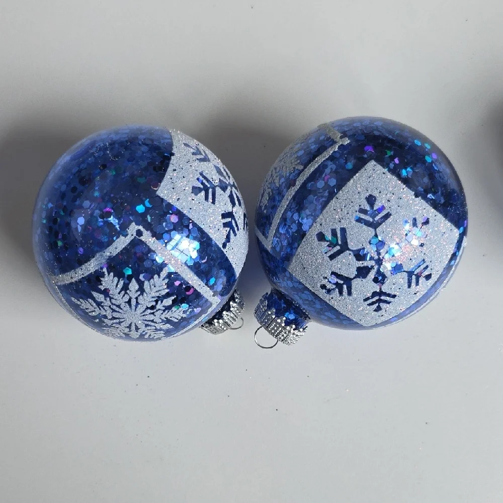 Blue Glitter Snowflake Ornaments - Krebs